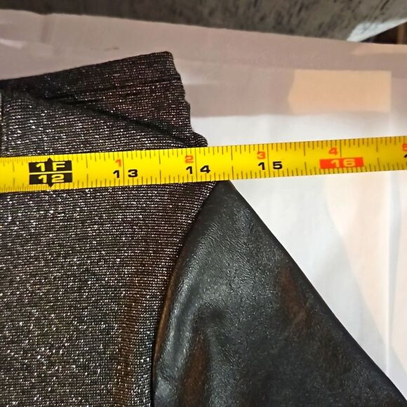 Generation LOVE MED Sparkly Midi/Mini T-Shirt Dress Faux Leather Sleeves - Picture 12 of 13